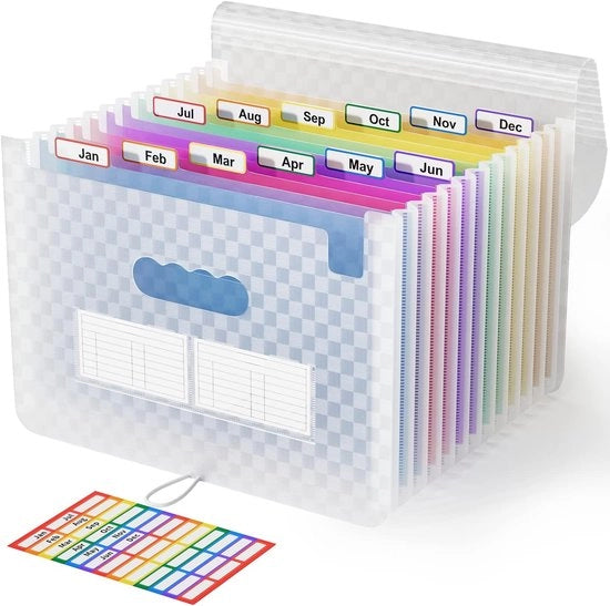 Papier A4 per ufficio e cartellino di organizzazione - 13 riquadri - blu - borsa portatile