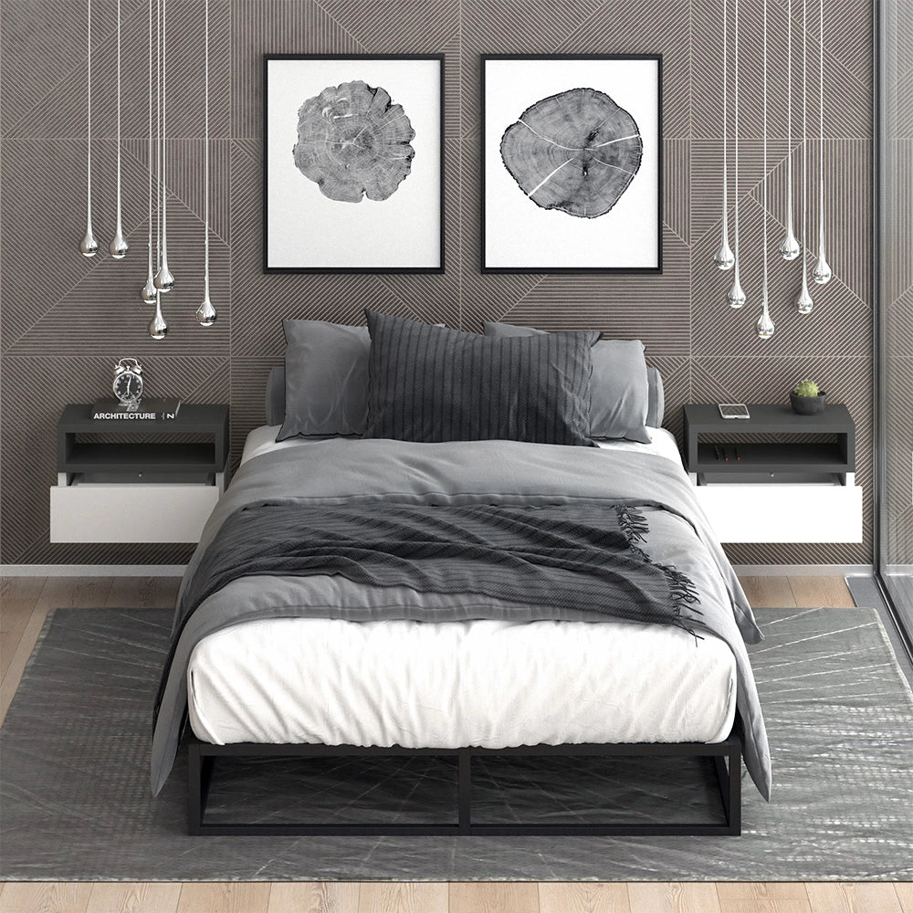 Vicco Comodino camera da letto Antracite 45 x 28 cm Set di 2