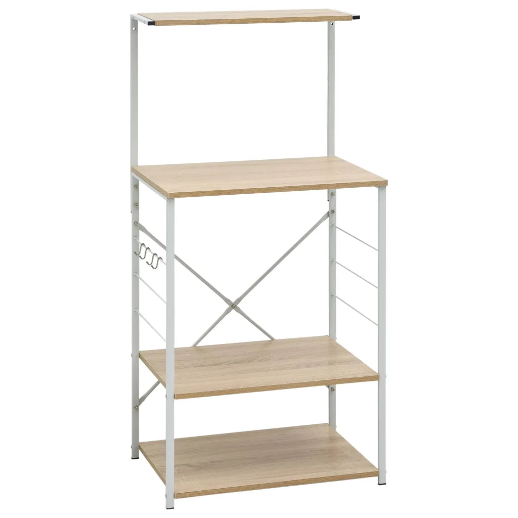 Mobile Microonde Bianco Rovere 60x39,6x123cm Legno Multistrato 288241