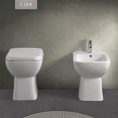 Coppia wc e bidet con scarico a parete e copriwc originale Ginevra