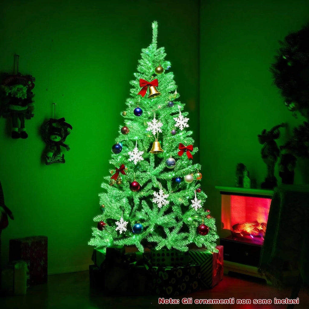 Albero di Natale Artificiale 180 CM Si Illumina Automaticamente al Buio, Albero di Natale con 692 Rami e Base in Metallo Pieghevole, Decorazione per Festa Festiva