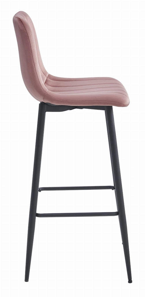 Sgabello Valora POZZA in velluto rosa scuro con gambe nere per cucina x4