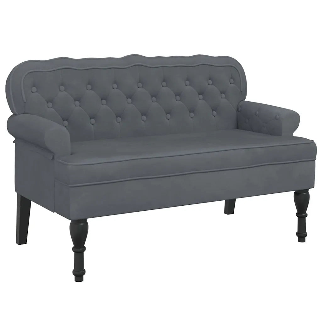 Panca con Schienale-Divano Sedia Grigio Scuro 119,5x64,5x75 cm in Velluto