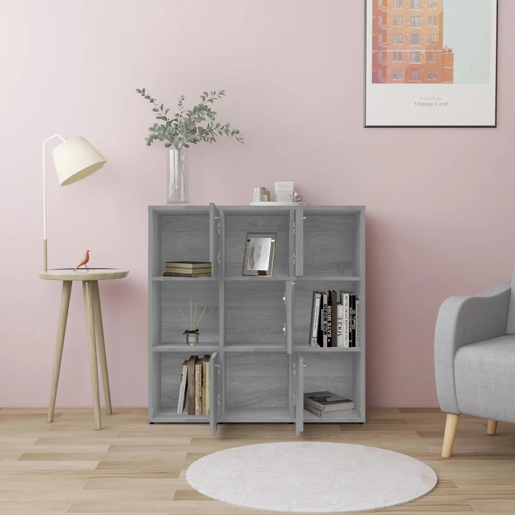 Libreria-Scaffale per Libri-Mobile di Stoccaggio Grigio Sonoma 90x30x90 cm in Legno Multistrato