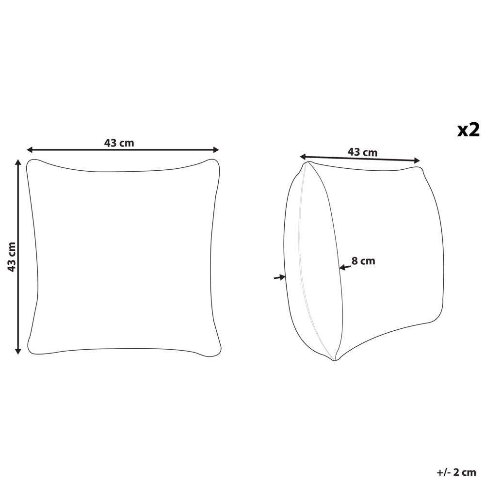 Set di 2 cuscini a fantasia velluto di colore verde oliva 43 x 43 cm soggiorno camera da letto