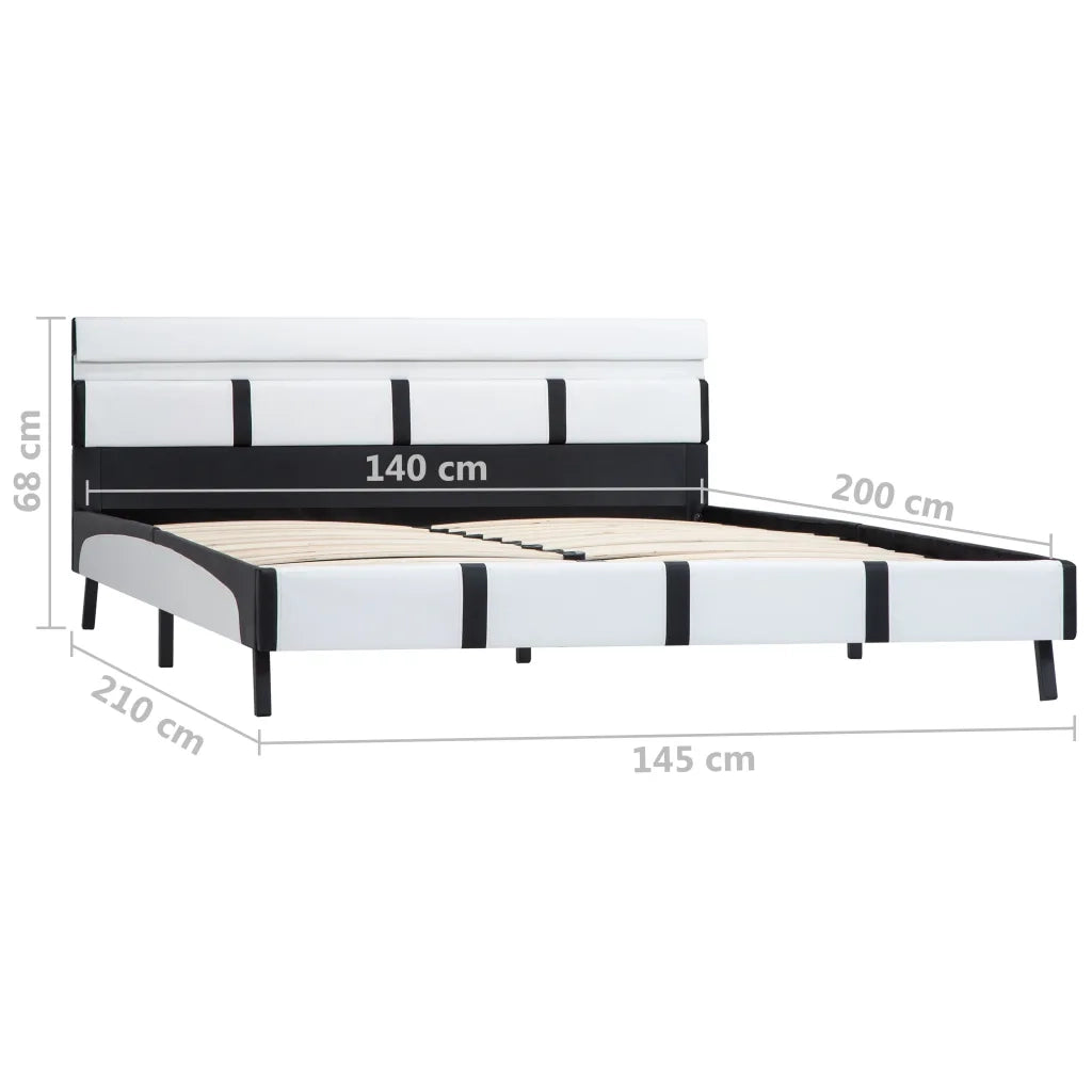 Letto matrimoniale | Letto per adulti | Giroletto con LED senza Materasso Bianco 140x200 cm Similpelle