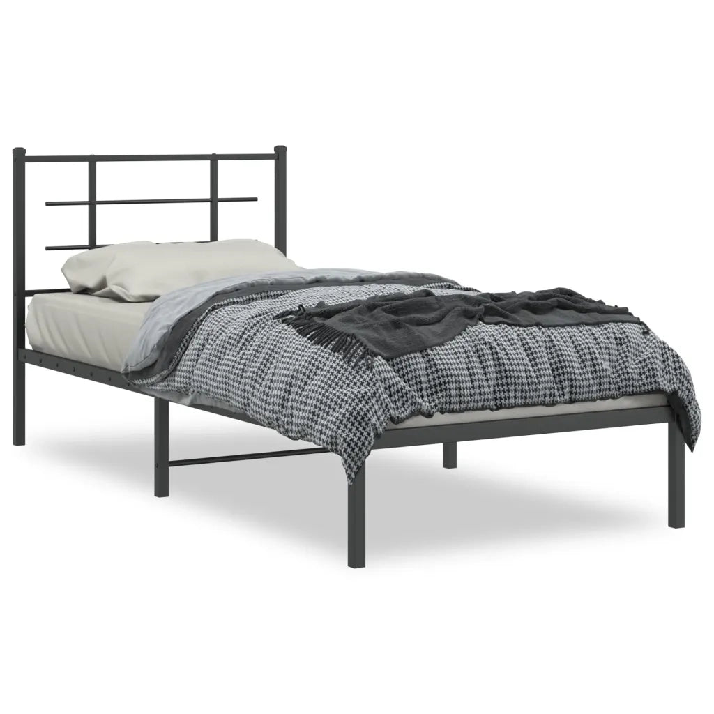 Giroletto con Testiera in Metallo Nero 90x190 cm 355553