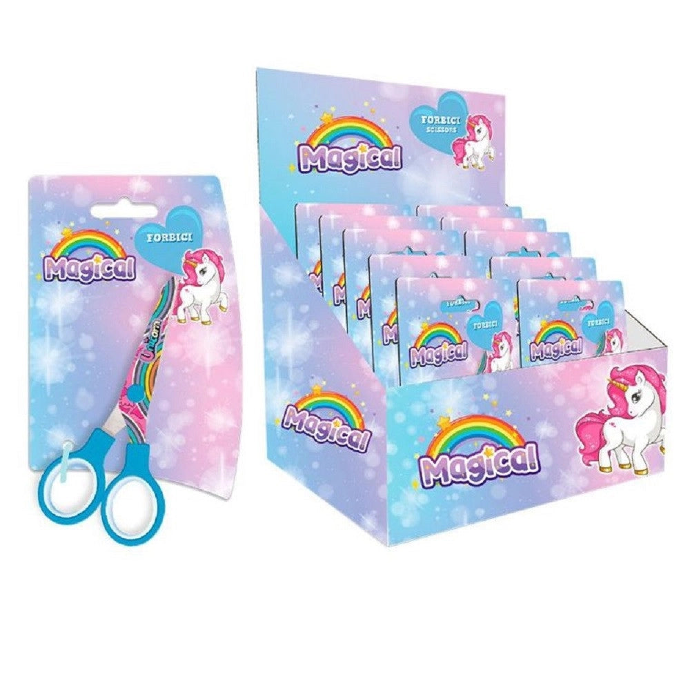 Trade Shop - Set 24pz Forbici Scuola Decoro Unicorno Per Scuola Tempo Libero Cancelleria Bambine 738066 -