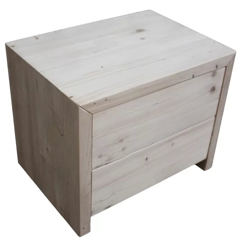 comodino classico 2 cassetti legno massello abete grezzo 55x40x45 (3318) - Mobili 2G