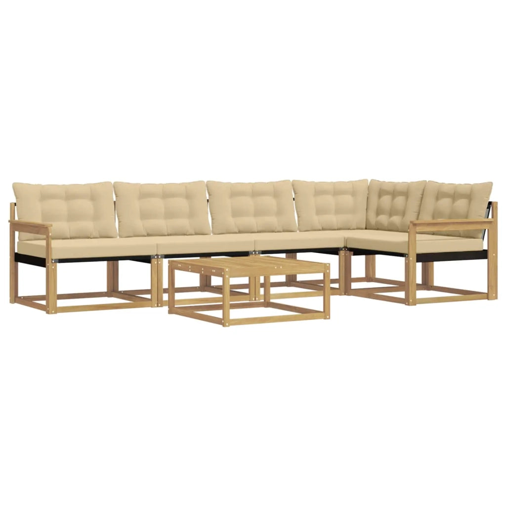 Set di divani da esterno 6 pcs Bianco e Beige 79 x 79 x 37 cm