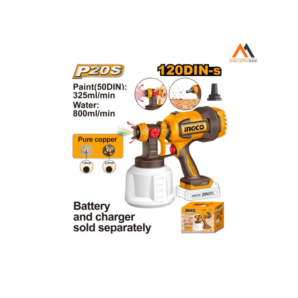 PISTOLA SPRAY 800ML/MIN A BATTERIA NUDA