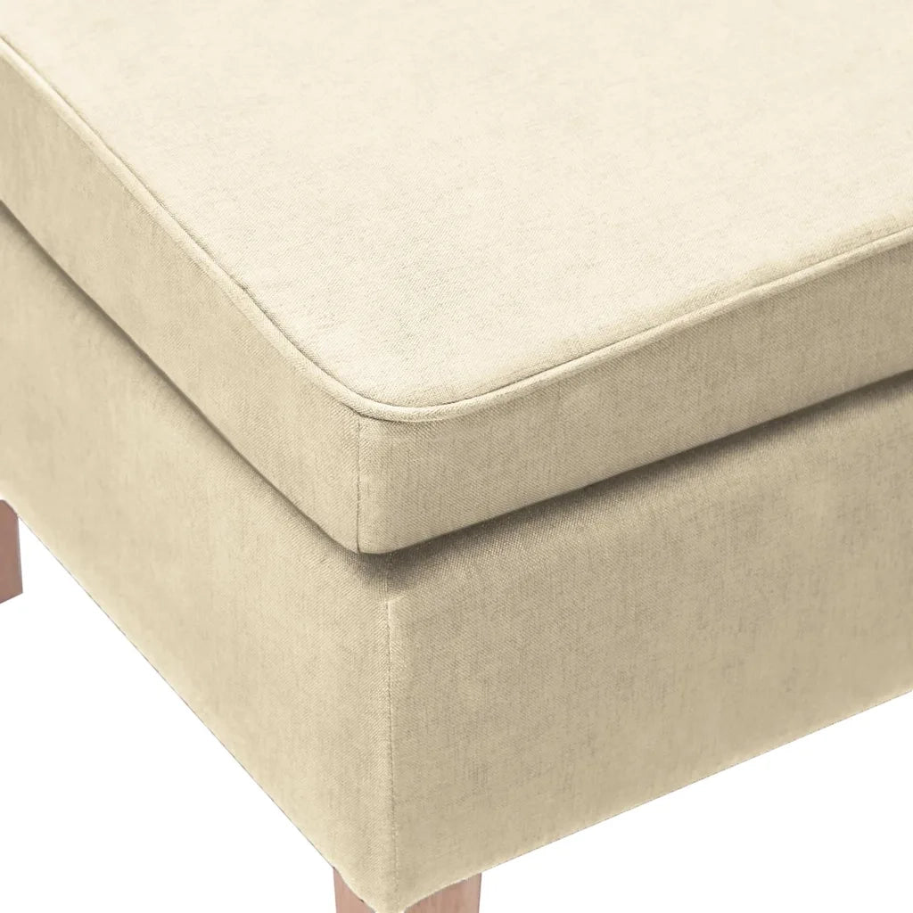 Poggiapiedi con Gambe in Legno Crema in Tessuto cod mxl 53326