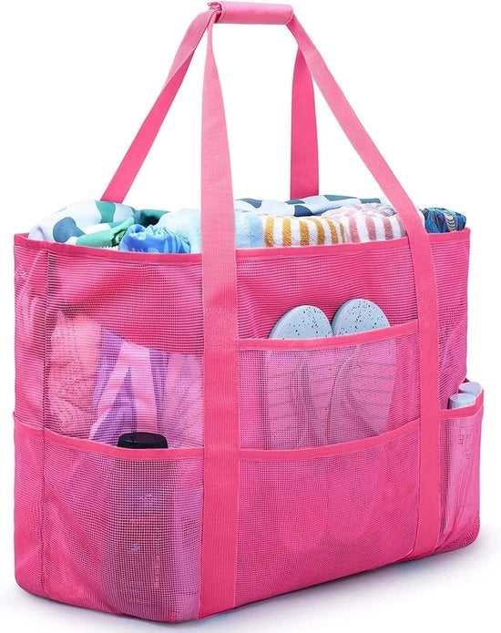 Tas da bagno grande pieghevole con tasche e chiusura a cerniera - ideale per giocattoli da spiaggia, vacanza e shopping
