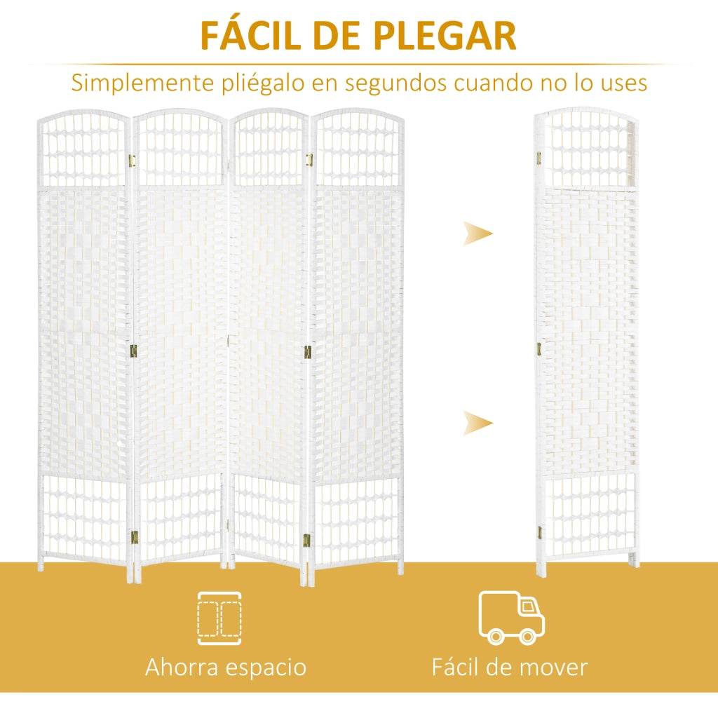 Biombo 4 Ante Pieghevole in Carta ¨C zephmum ¨C Bianco 160x170cm