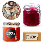 KADAX Barattoli per conserve Lerma 200ml 10 pezzi 66mm + coperchi "Funghi"