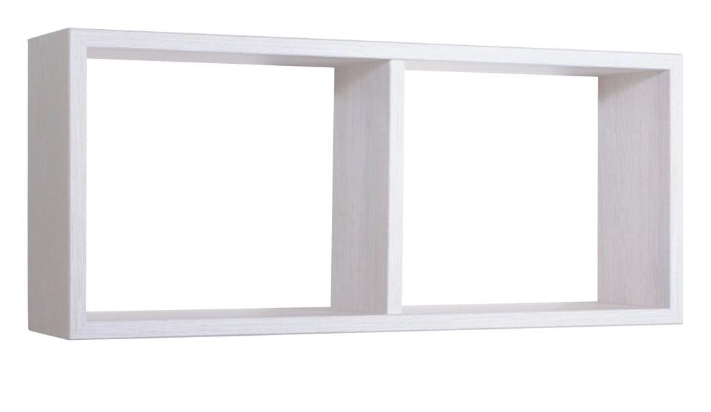 Mensola Rettangolare 2 Scomparti da Parete 70x30x23,7 cm in Fibra di Legno Morgana Maxi Rovere Sbiancato