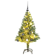 Albero Natale Artificiale 150 LED Palline e Neve Fioccata 120cmcod mxl 108221