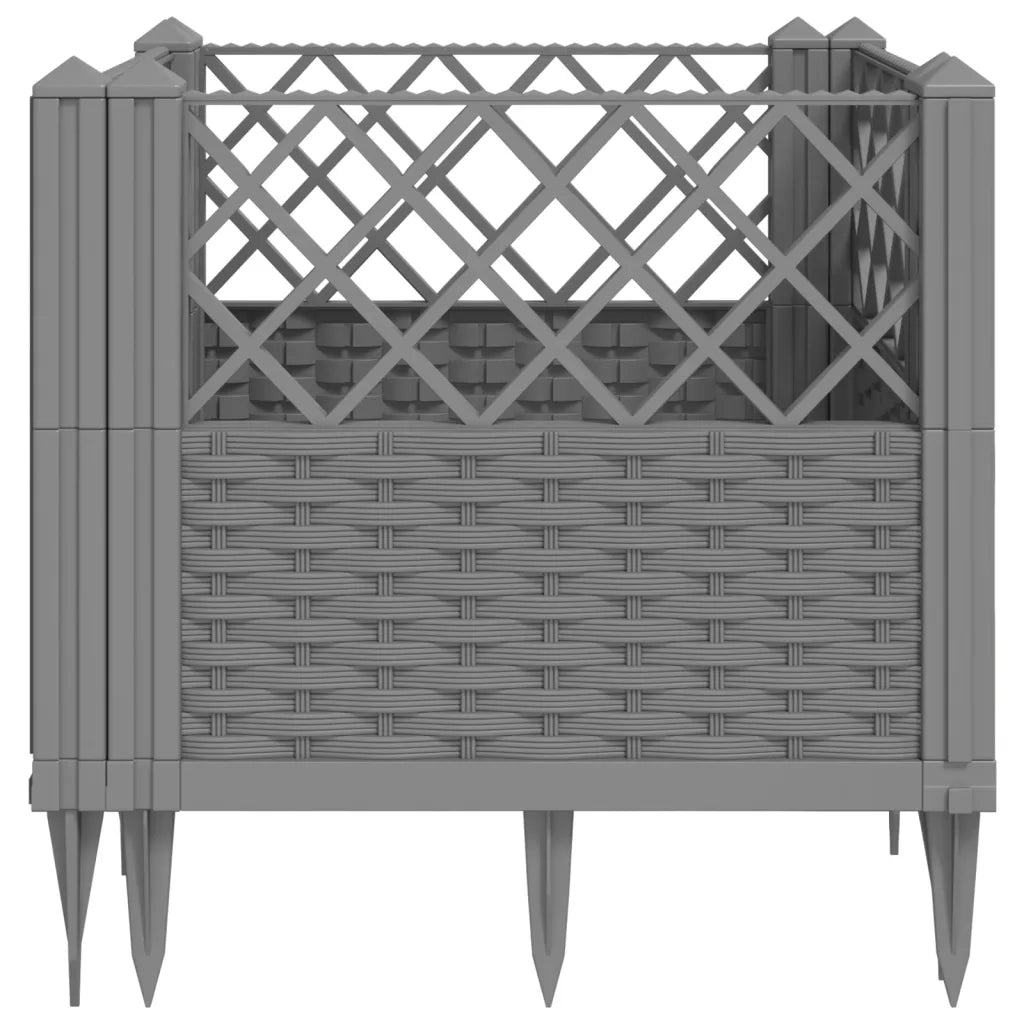 Fioriera | Cassetta per fiori | Vaso Giardino Picchetti Grigio Chiaro 43,5x43,5x43,5 cm PP