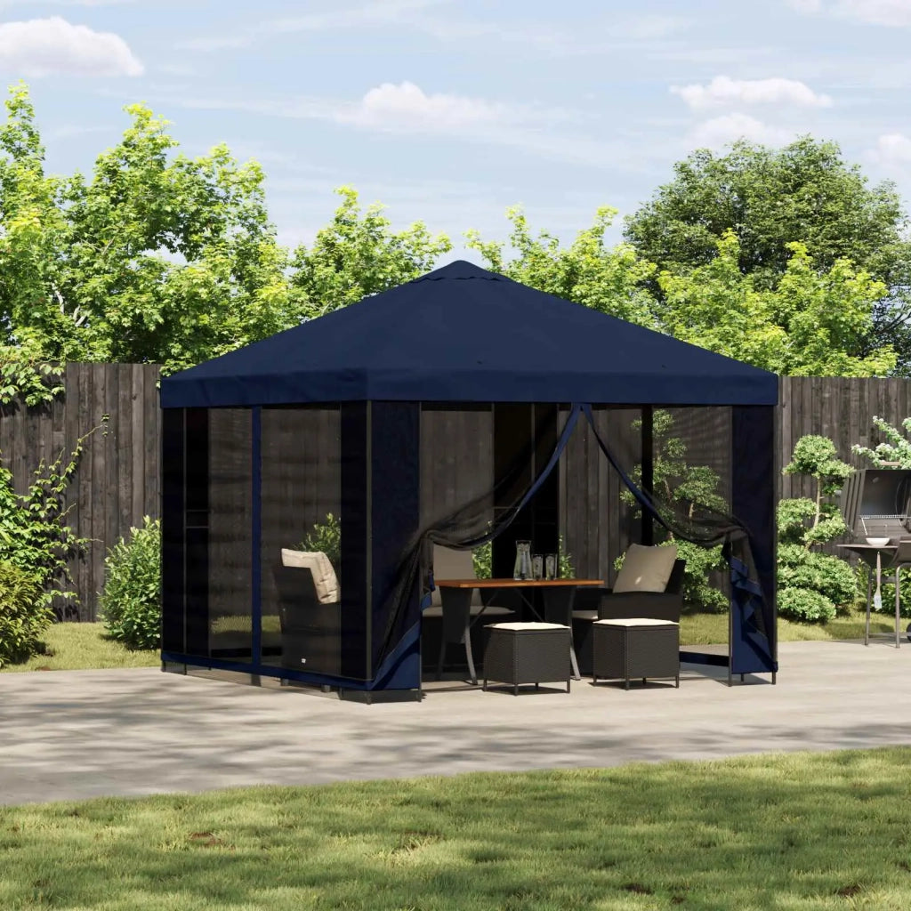 Gazebo 3 x 3 m Blu Poliestere e Acciaio 190 900331