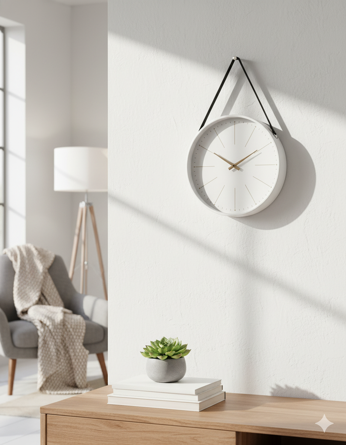 Orologio da Muro 40x6x66 cm Timeline in Legno Bianco