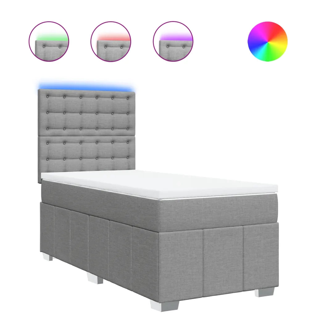 Giroletto a Molle con Materasso Grigio Chiaro 90x190 cm Tessuto