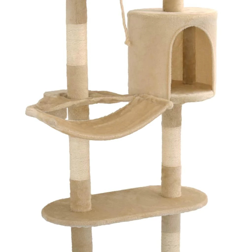Tiragraffi albero per gatti cuccia per gatti giocattolo peluche sisal montaggio a parete 194 cm beige 3702056