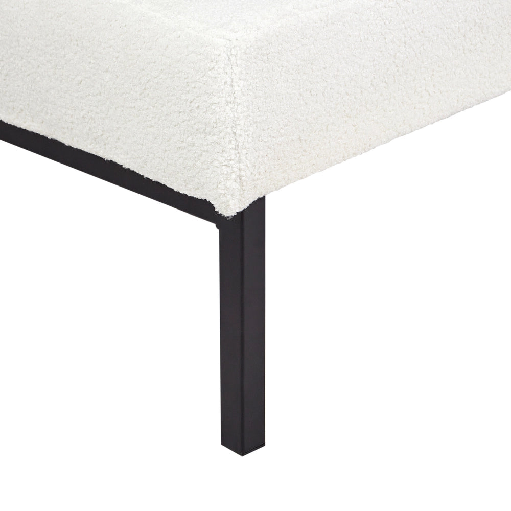 Chaise Longue bianca Boucle Soggiorno Camera da letto Gambe in metallo Stile moderno