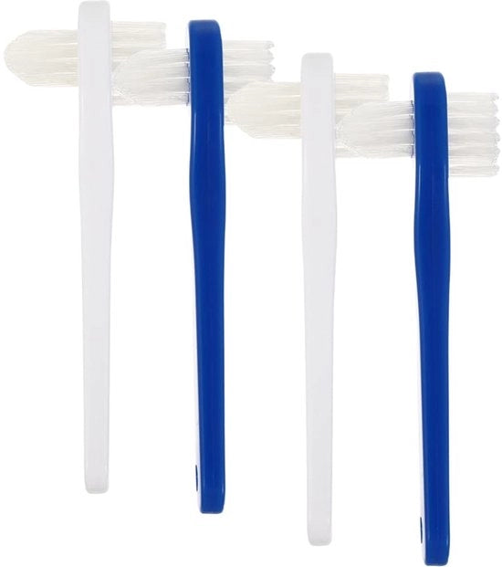 Set di spazzole per igienizzazione protesi 4 pezzi - Spazzola per denti intercettori portatile - Spazzole a doppia faccia - Manico ergonomico - Adatto per adulti - Spazzola a testa inclinata