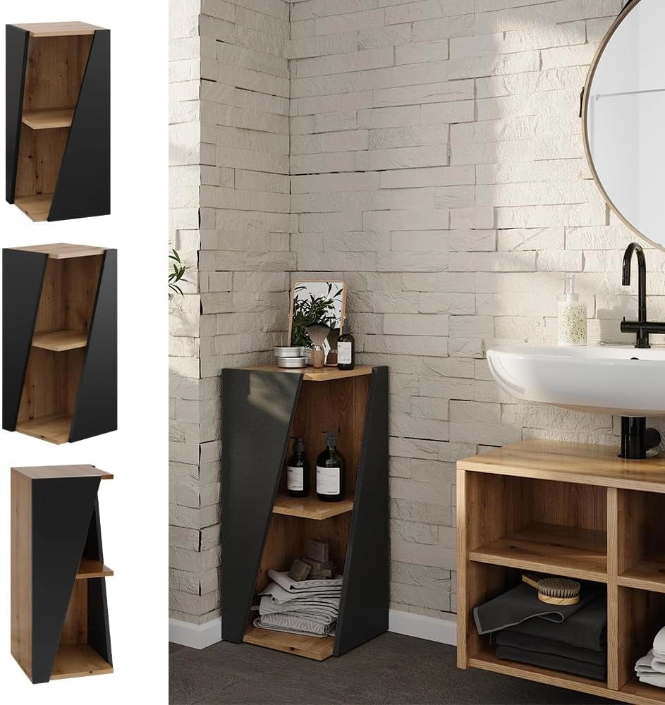 Mobiletto bagno Benno, Antracite, 31.6 x 70.5 cm con ripiani aperti, per la conservazione in bagno, combinabile con altri moduli
