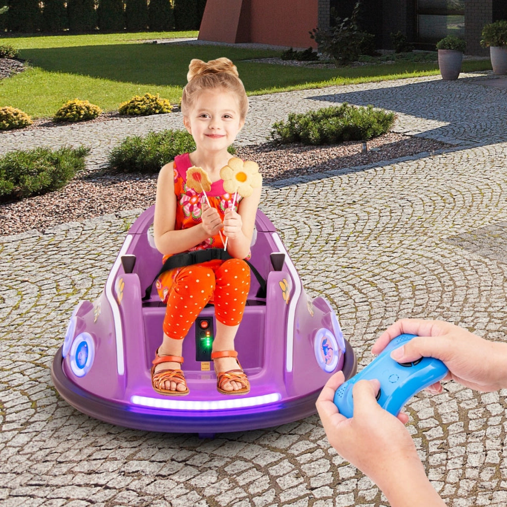 Autoscontro elettrico per bambini 12V, Macchina girevole a 360¡ã telecomando luci musica connessione wireless Viola-Macchinine giocattoli