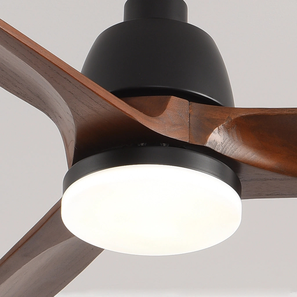 Ventilatore da soffitto 52 pollici con luce LED dimmerabile; telecomando e 3 pale in legno