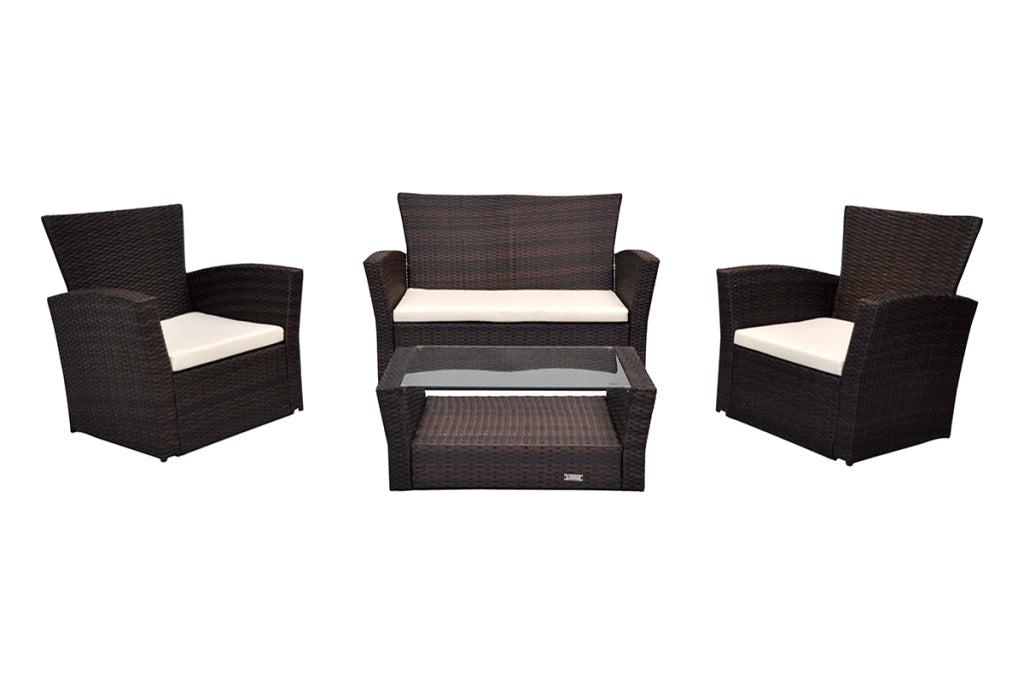 Salotto da giardino in rattan, set di divani da esterno in polyrattan marrone Aurora - RT-A09ZB