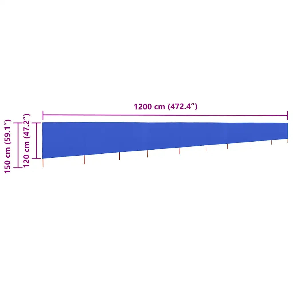 Paravento a 9 Pannelli in Tessuto 1200x120 cm Azzurro CFW3721637