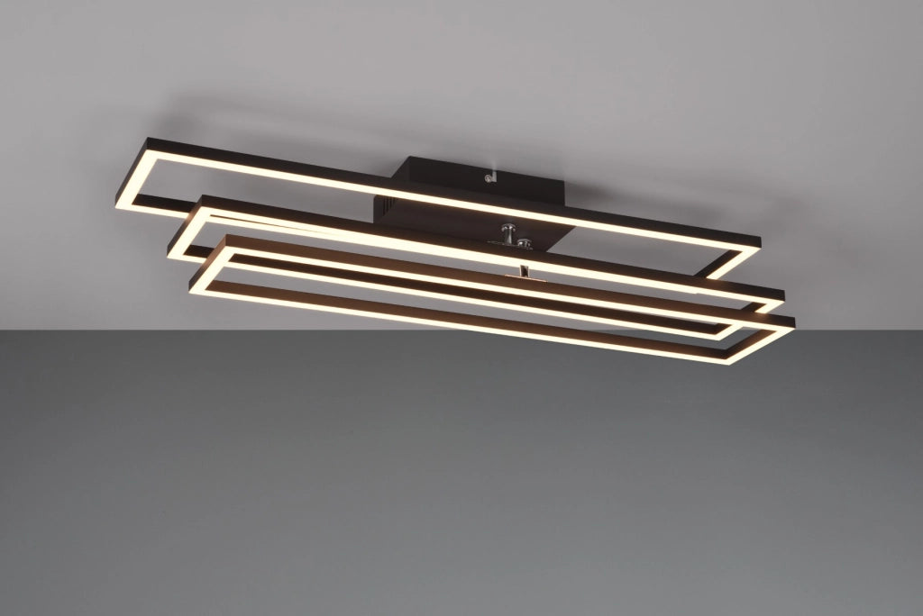 Plafoniera LED rettangolare 66cm 36W nera con telecomando