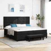 Letto a molle con materasso Nero 200 x 200 cm Tessuto