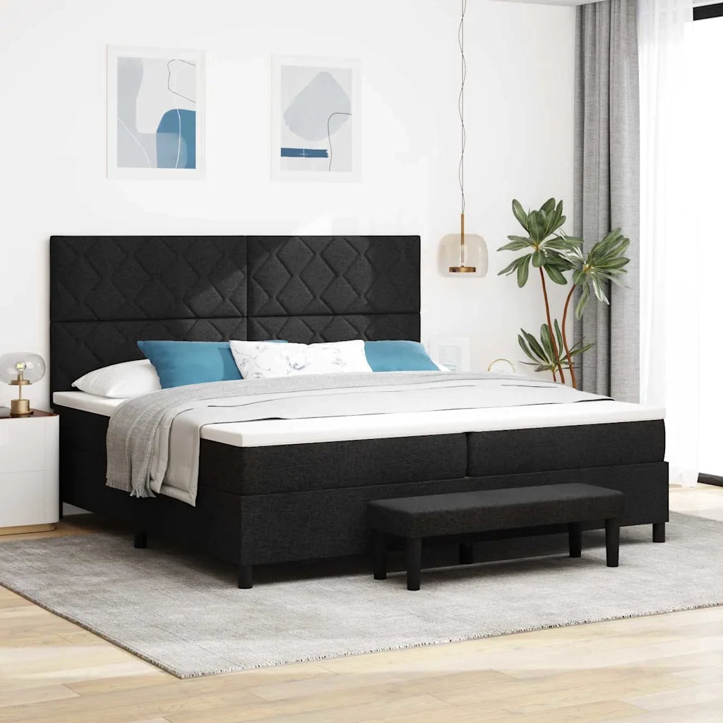 Letto a molle con materasso Nero 200 x 200 cm Tessuto