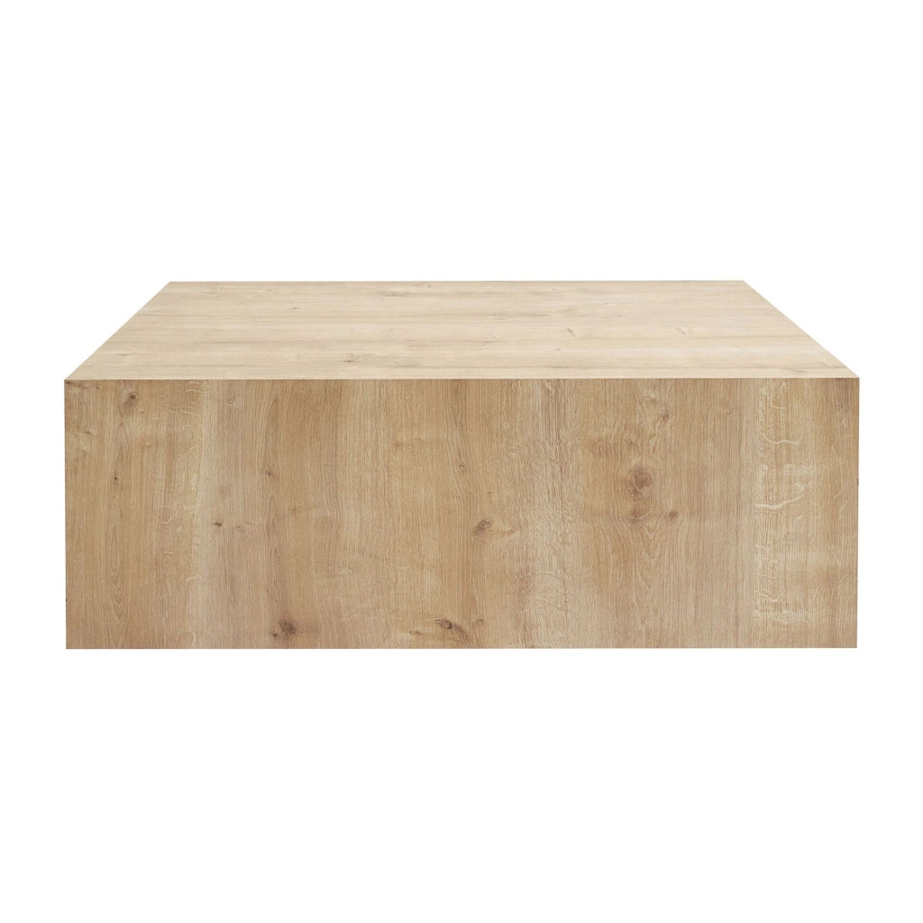 Nofaraka, Tavolino da Salotto Forma Rettangolare, 90x90x35h cm Marrone Rovere