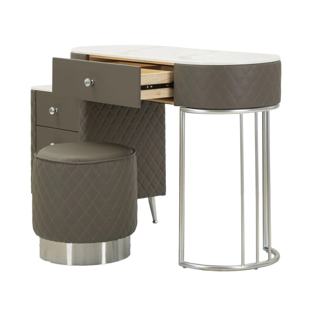 Consolle Trucco VKH23, Grigio, Legno, 120x40x75 cm
