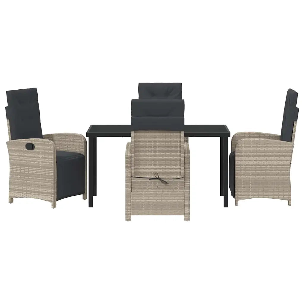 Set da Pranzo per Giardino 5 pcs Grigio chiaro polyrattan 3380346