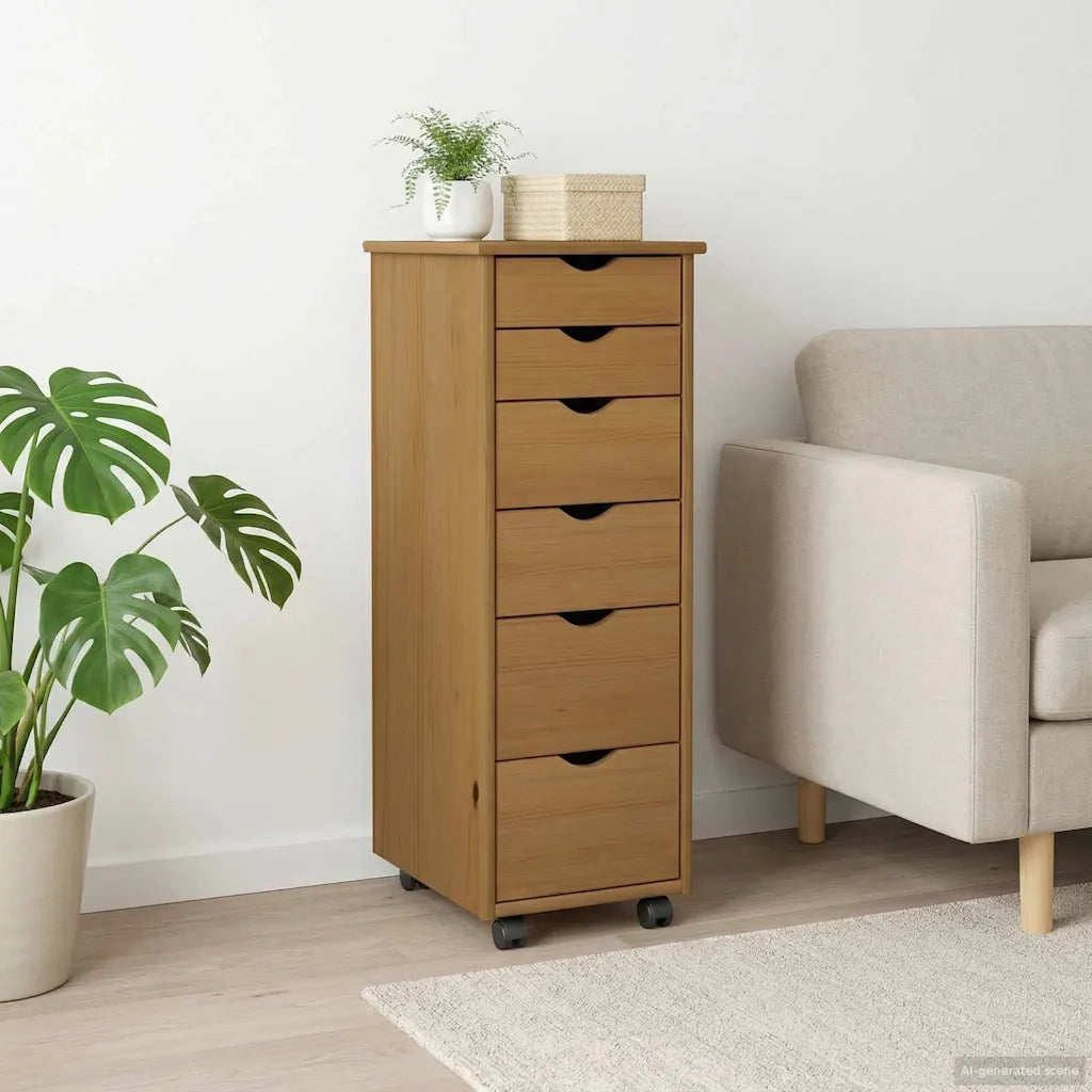Mobile con Ruote con ruota Marrone miele 34 x 39 x 93,5 cm