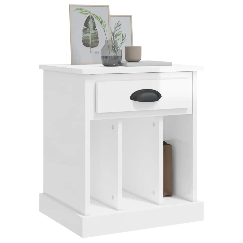 Comodino Bianco Lucido 43x36x50 cm 816348