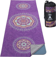 Asciugamano Yoga Non Slittante Mat Caldo - Disegno Mandala Viola, Secco Velocemente con Tasca Angolare per Esercizio Bikram Pilates Palestra Esterno Picnic