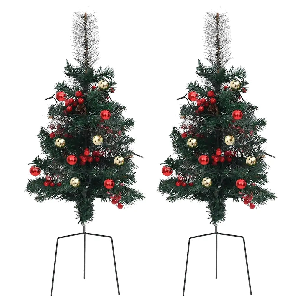 Alberi di Natale Artificiali per Viali 2 pz con LED 76 cm