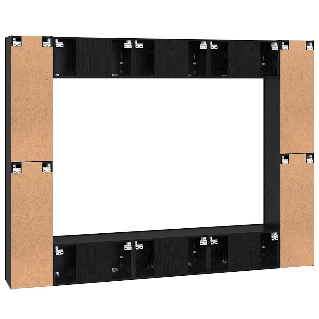 vidaXL Set mobile TV 10 pcs Rovere nero Media 30.5 x 30 x 90 cm