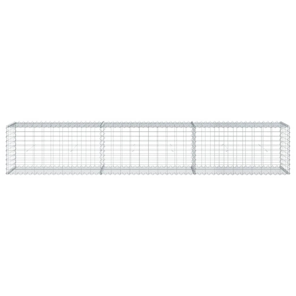 Gabbione recinto a gabbia muro di contenimento con coperchio 300 x 50 x 50 cm ferro zincato argento 02_0040156