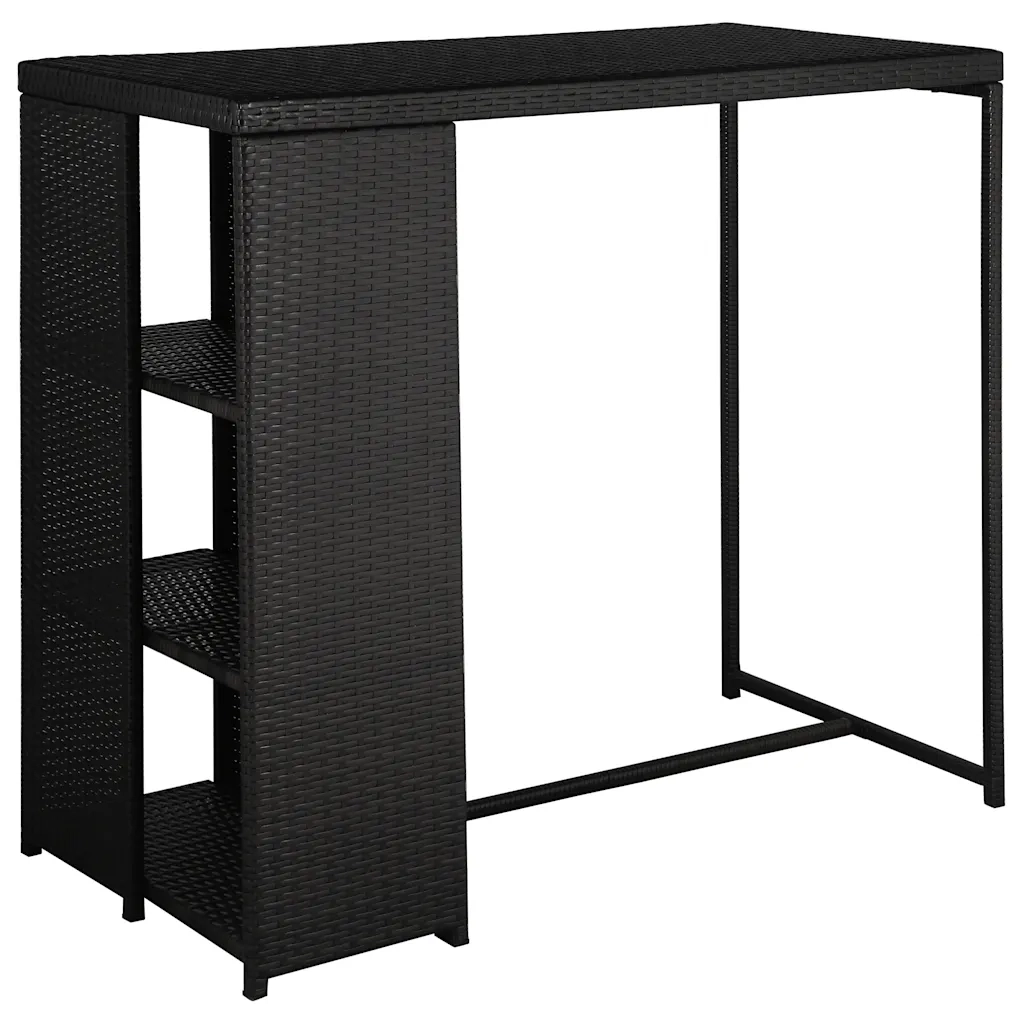 Set da Bar da Giardino 5 pz | Set Salotto da Giardino con Cuscini in Polyrattan Nero