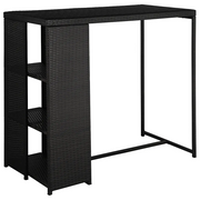 Set da Bar da Giardino 5 pz | Set Salotto da Giardino con Cuscini in Polyrattan Nero