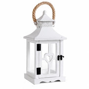 LANTERNA IN LEGNO BIANCO CON MANICO DIMENSIONI 18X18X32H CM - COLORE BIANCO