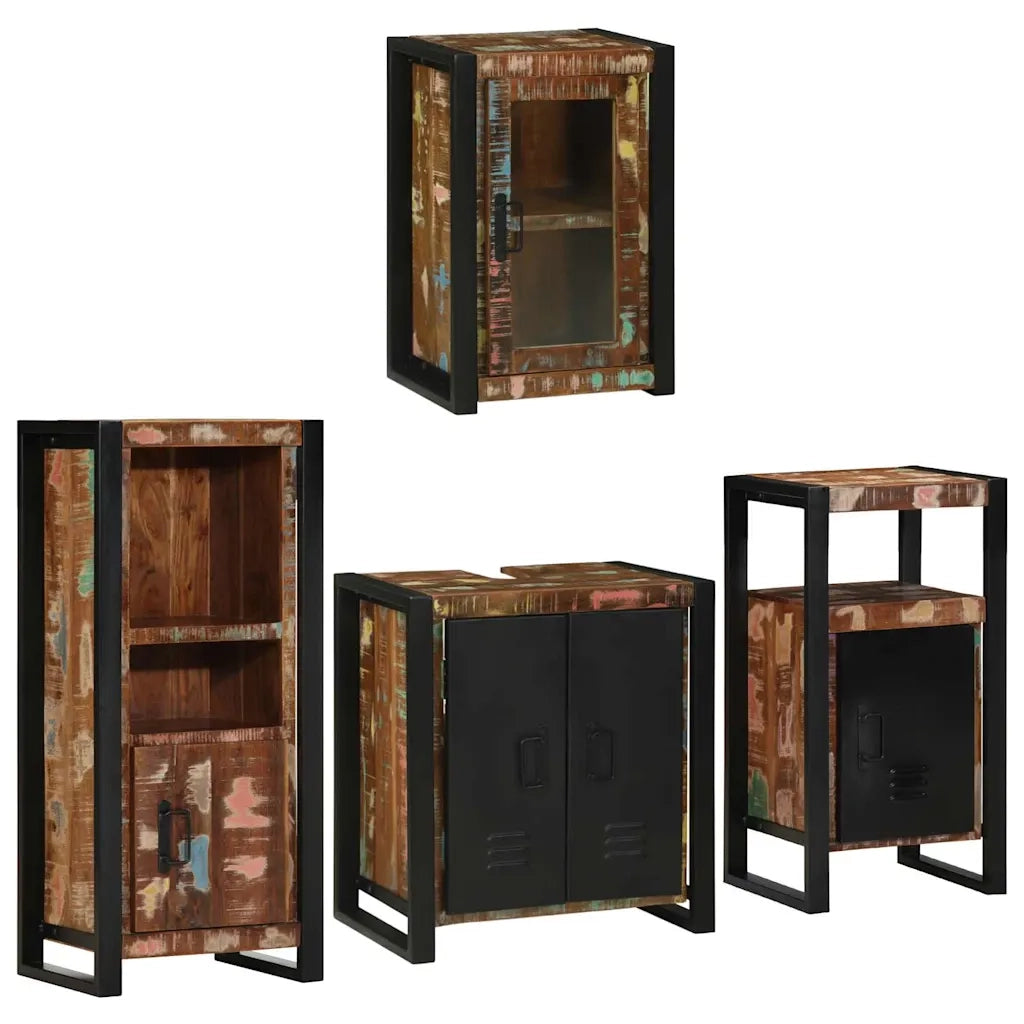 Set di mobili per il bagno 4 pcs Legno massello riciclato