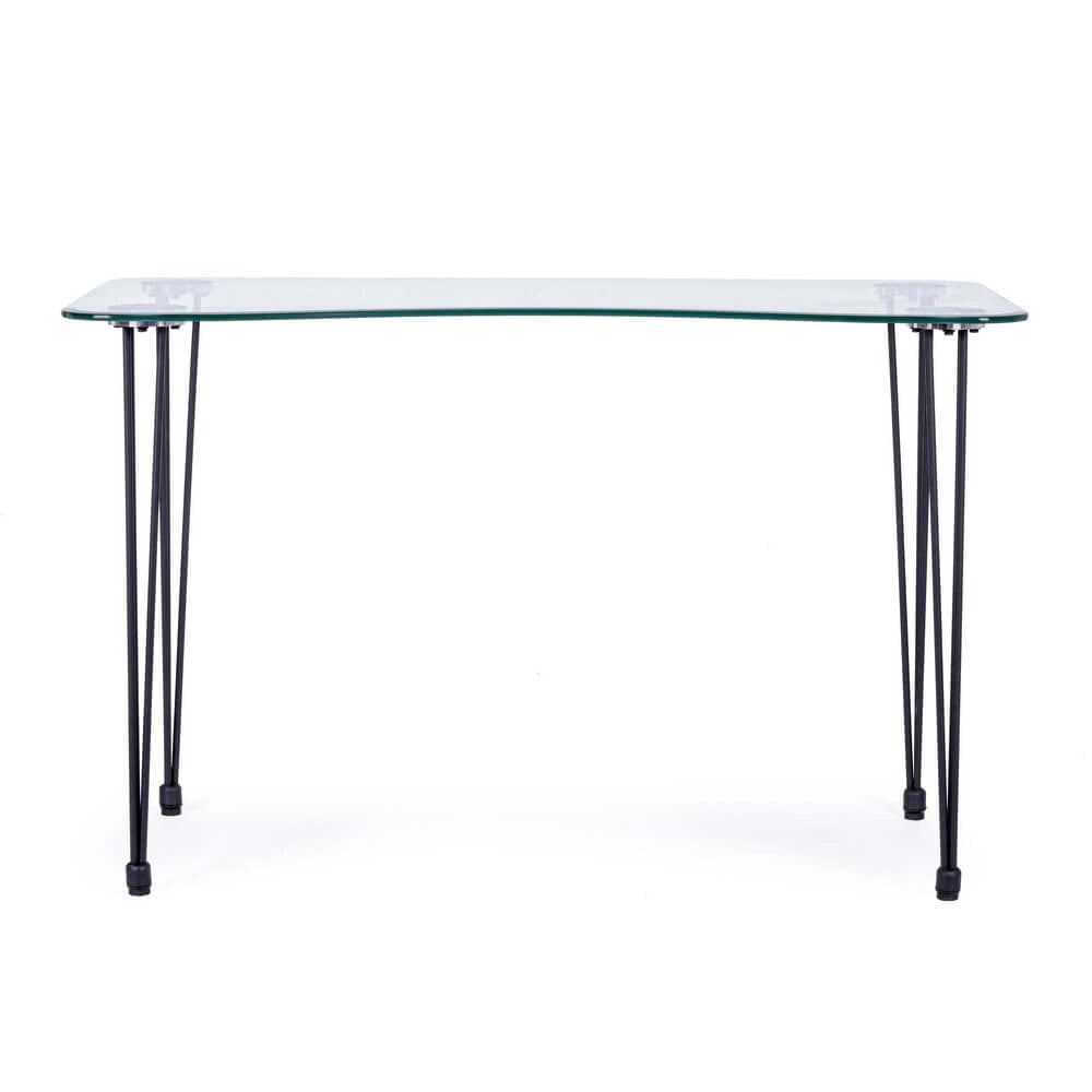 Scrivania in Vetro Temperato con Gambe in Acciaio Cromato - RADIANCE